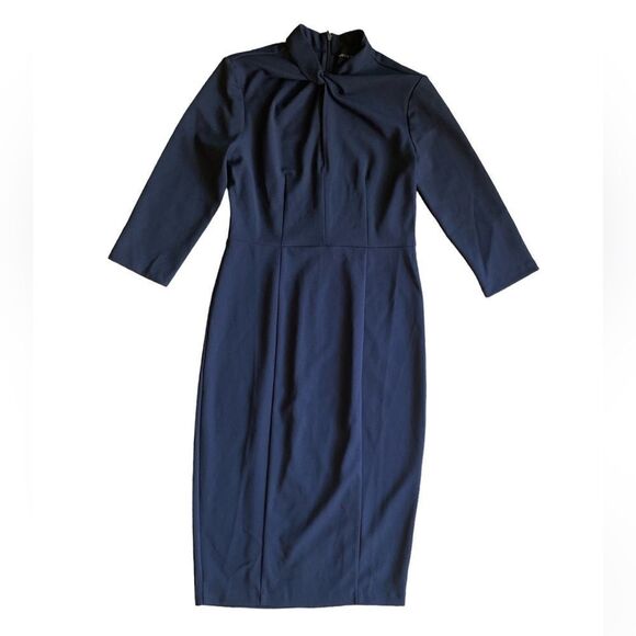 Donna Morgan Three Quarter Sleeve Sheath Dress Navy Blue Size 4, NWOT - Picture 5 of 9